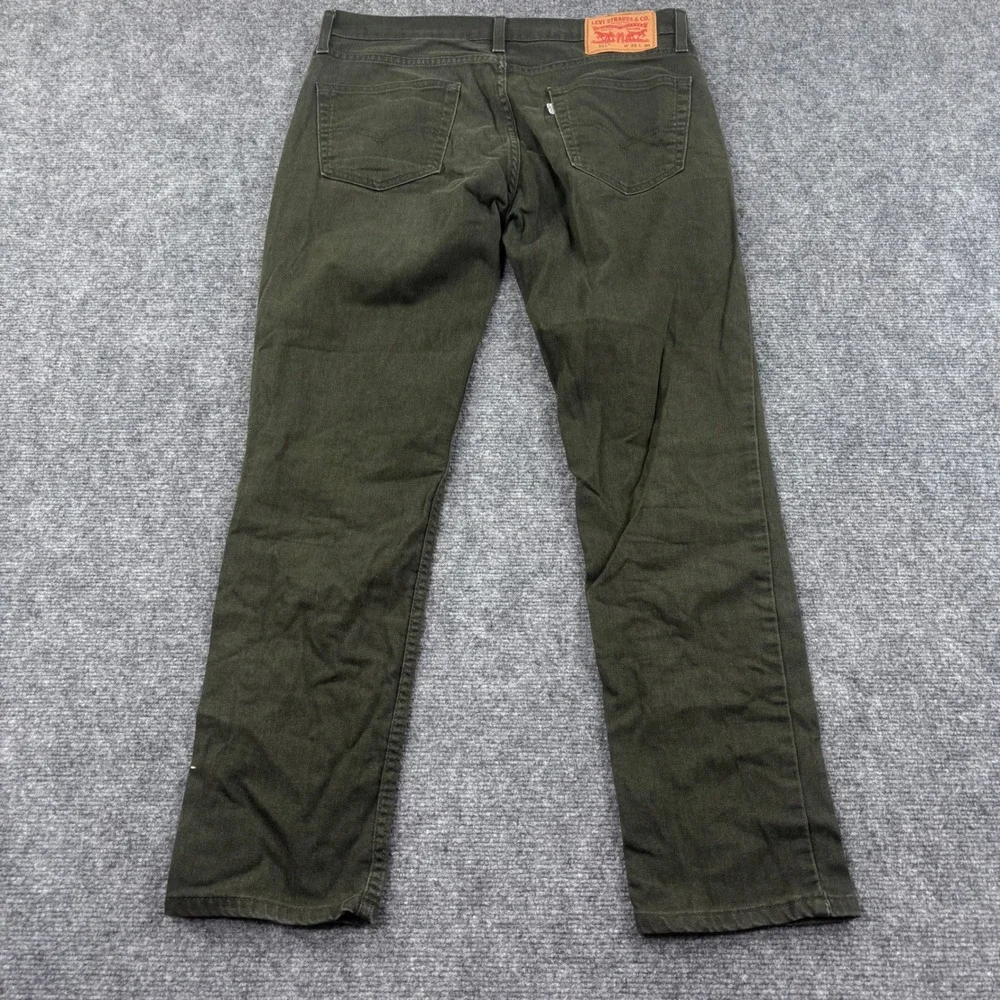 Levi's 511 Slim Fit Pants 33W x‎ 30L Olive Green Stretch Twill Chino Men's